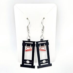 Halloween Guillotine Earrings Acrylic French Hooks Morbid Dark Sinister New